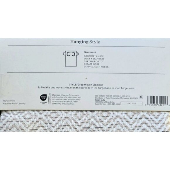 New Threshold Gray Woven Diamond Light Filtering Curtain One Panel 54 W x 84 L - Picture 6 of 7